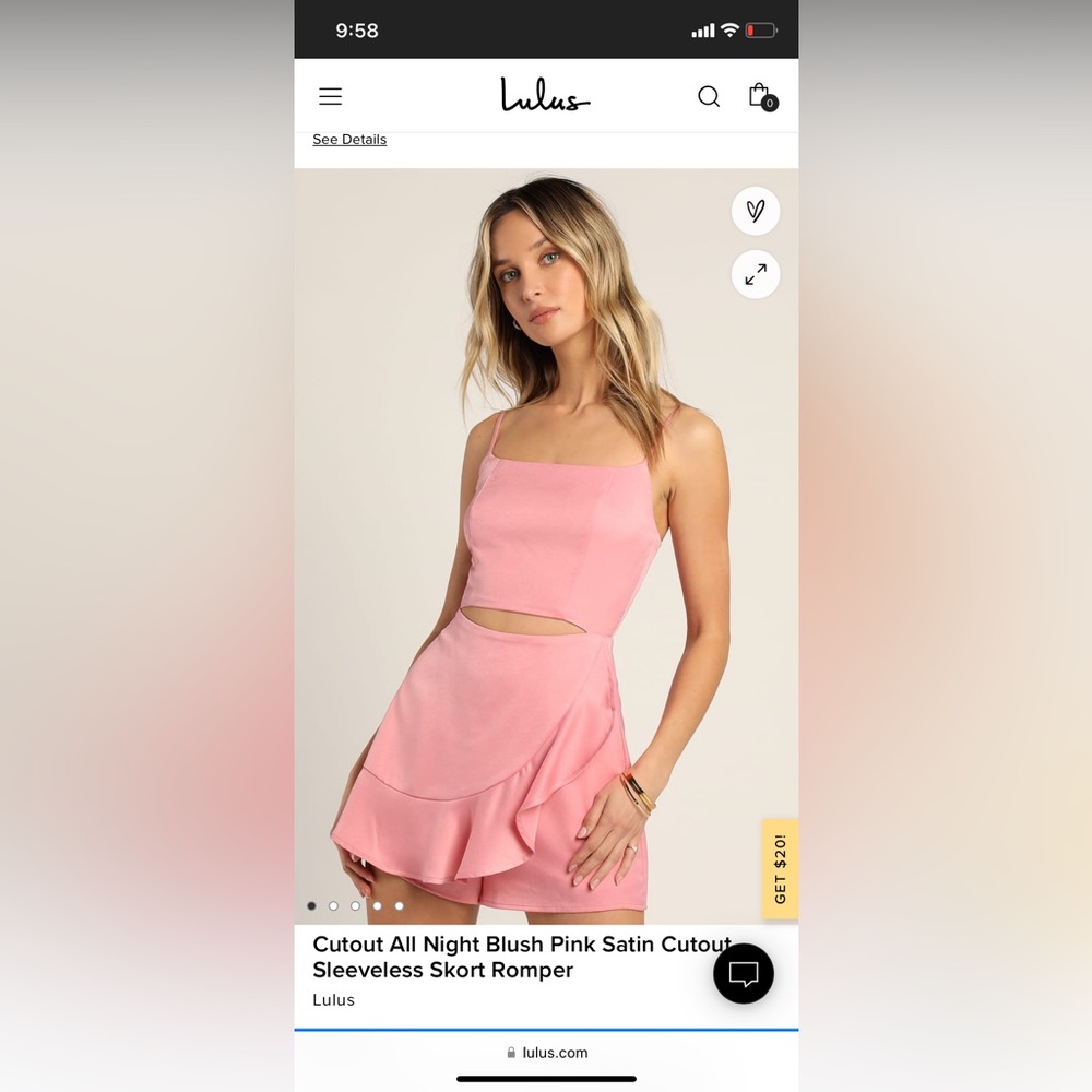 Blush cutout satin skirt romper